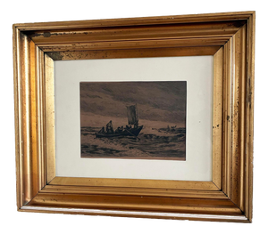 Sailing Boat, 1900, Etching, Framed