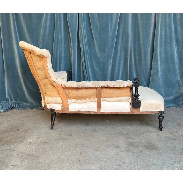 French 19th Century Chaise With Wooden Arm Details For Sale - Image 4 of 12