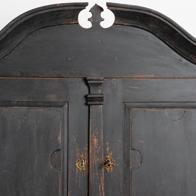 18th Century Danish Oak Secretary Bureau, Painted Black For Sale - Image 12 of 14