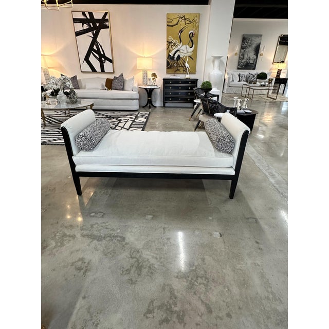 Mid-Century Modern Black Framed White Daybed For Sale - Image 3 of 6
