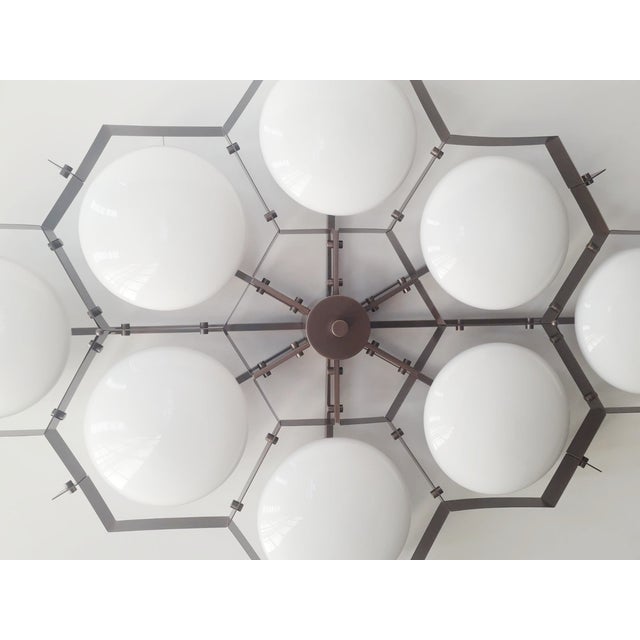 21st Century Beehive Bronze Glossy White Murano Flush Mount by Fabio LTD For Sale - Image 6 of 7