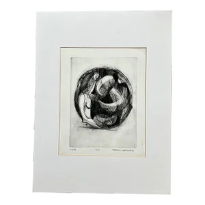 Mid 20th Century Woelfel Frank Abstract Figurative Limited Edition Etching Numbered 3/7