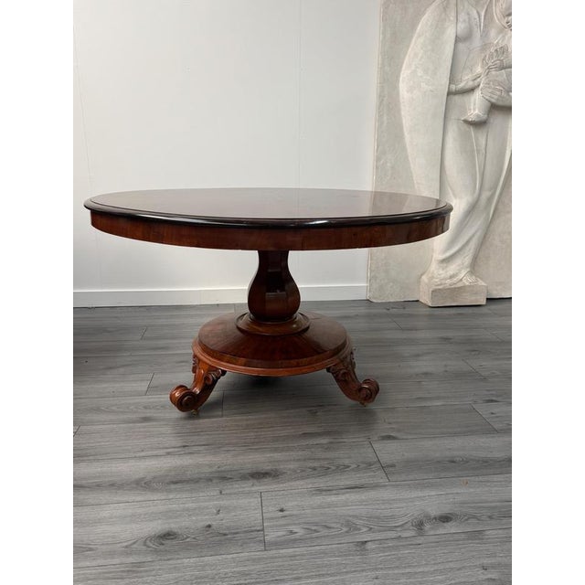 Wood Large Antique English Regency Circular Tilt Top Dining Table For Sale - Image 7 of 8