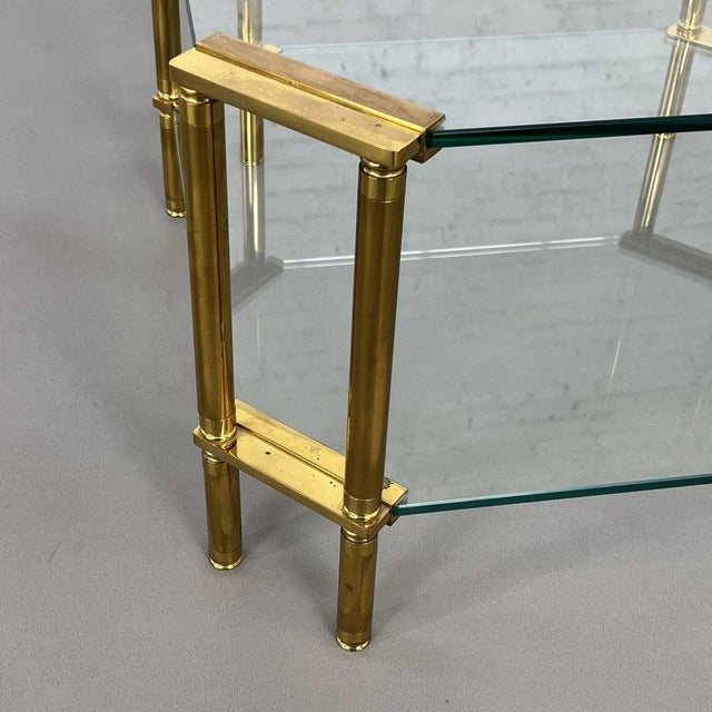 Gold Coffee Table in Brass and Glass, 1970s For Sale - Image 8 of 9