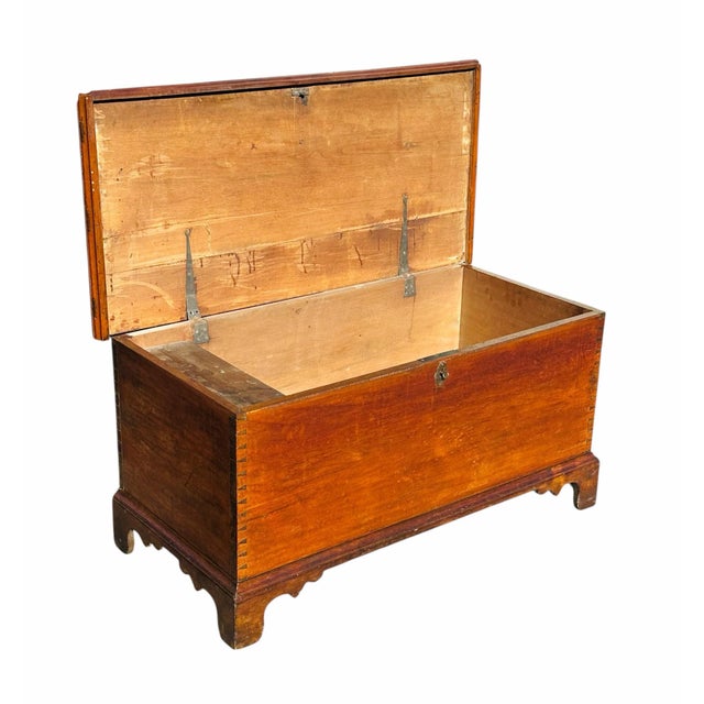Queen Anne Antique Queen Anne Pennsylvania Walnut Dovetailed Blanket Chest With Iron Hinges For Sale - Image 3 of 12