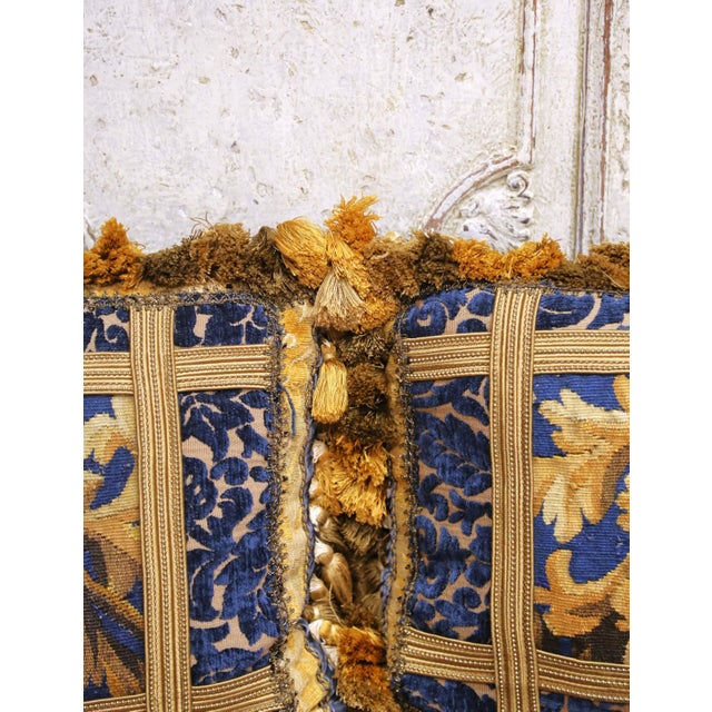 Pair of 18th Century French Aubusson Tapestry and Velvet Bolster Pillows For Sale In Dallas - Image 6 of 8