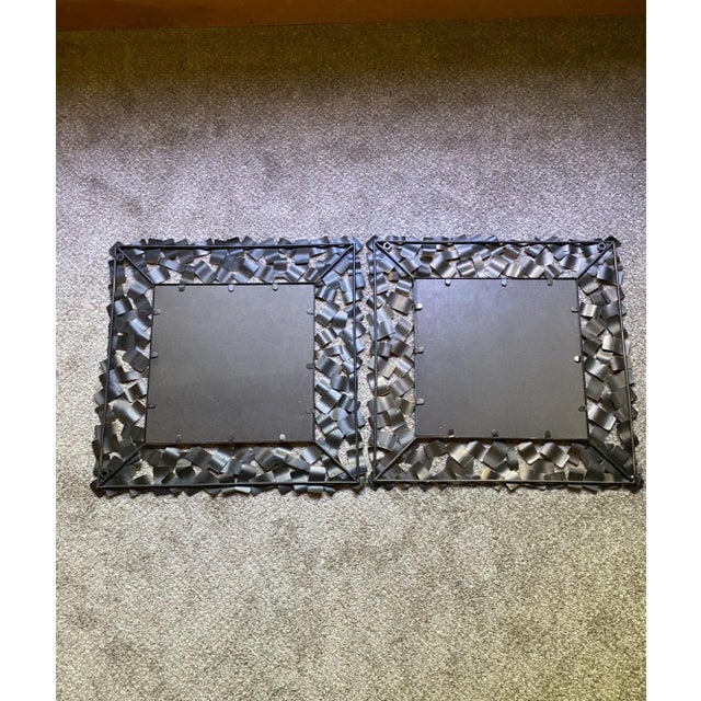 Mid 20th Century Contemporary Gold-Tone Messed Metal Wall Mirror 2 Modern Capulin Mirrors, Horchow Style- Set of 2 For Sale - Image 5 of 8