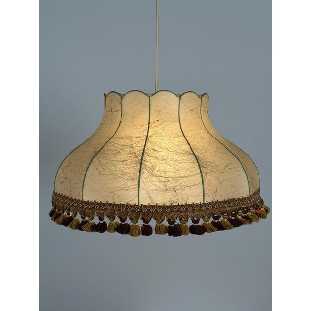 Mid-Century Modern German Cocoon Pendant Lamp with Border Tassels, 1960s For Sale - Image 3 of 14