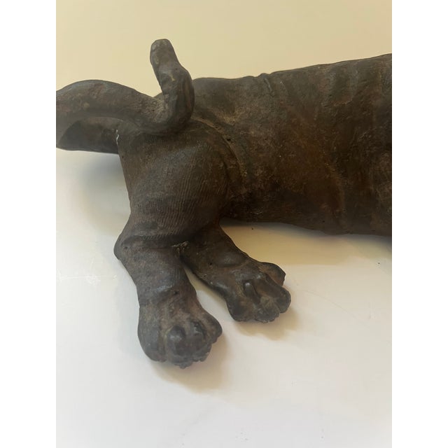 Antique Bronze Tiger Laying Down For Sale In Atlanta - Image 6 of 10