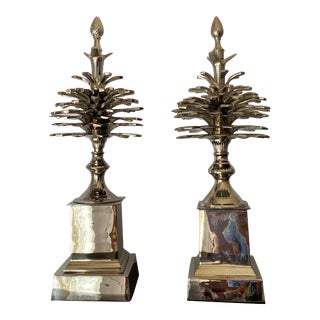 "Pommes de Pin" Pinecones in Nickel - a Pair For Sale