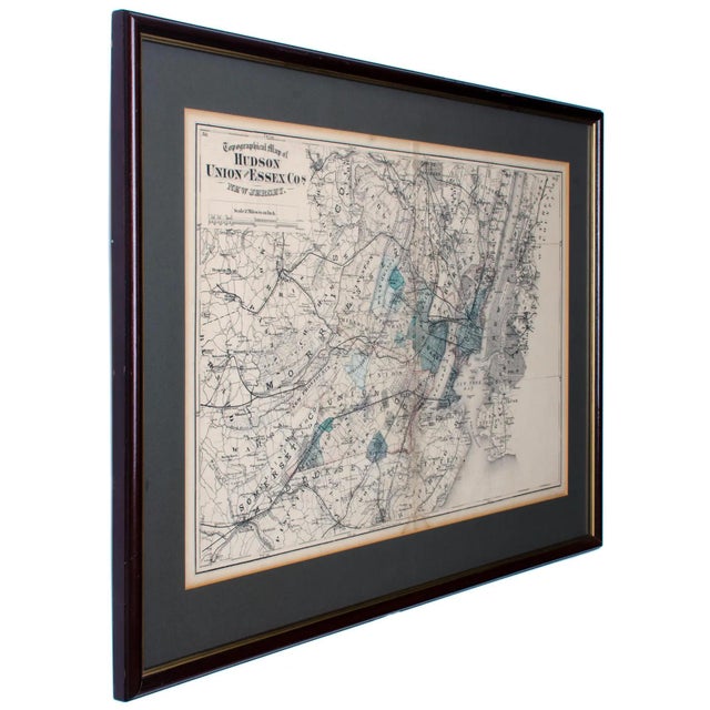 Traditional 1872 Map of Hudson, Union and Essex Counties, New Jersey For Sale - Image 3 of 4