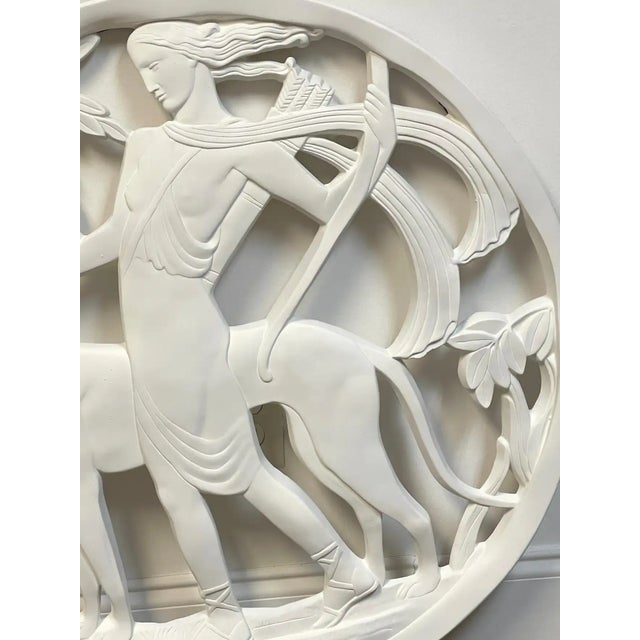 Early 20th Century Art Deco Architectural Diana the Huntress Plaster Medallion / Plaque For Sale - Image 9 of 11