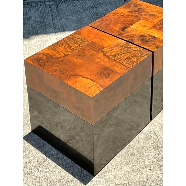 Vintage Burl Parquet Low Drinks Tables - A Pair For Sale - Image 4 of 12