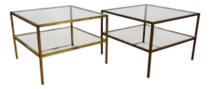 Brass and Glass Side Tables, 1960s