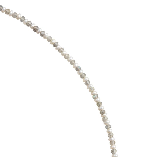 Lustra Tiny Pearl Labradorite Necklace 14k Gold For Sale In New York - Image 6 of 10