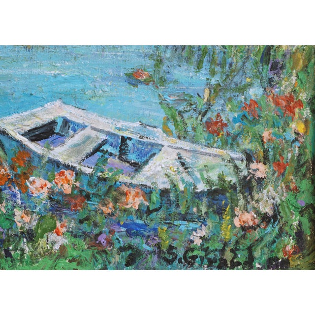 Mid-Century Modern Vintage Mid-Century Modern Giverny Lily Pond Oil Painting by Girard French Country Wall Art For Sale - Image 3 of 3