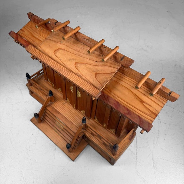 Japanese Kamidana Sanja-Miya Home Shrine Wooden Temple, 1980s For Sale - Image 4 of 13