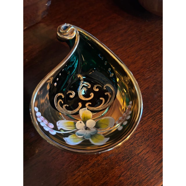 Pair of Venetian Murano Style Trinket Dishes in a 22k Overlay Design.