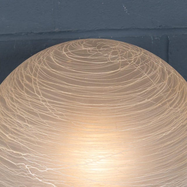 1980s Vintage Italian Hand-Blown Frosted Murano Glass Globe Table Lamp, 1980 For Sale - Image 5 of 14