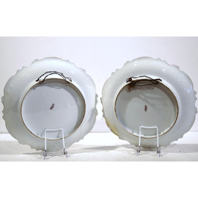 Pair of French Hand-Painted Porcelain Coastal Plates Signed Francis For Sale - Image 9 of 10