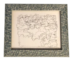 Original Vintage Wayne Cunningham Abstract Ink Drawing Vintage Frame