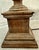 Neoclassical-Style Faux Wood Urn Table Lamp, Detailed Baluster Pedestal & Contrasting Opaque Black Drum Shade For Sale - Image 4 of 11
