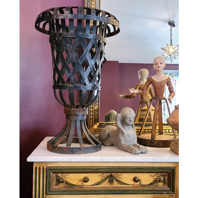 Early 20th Century Iron Strap Urn For Sale - Image 6 of 8
