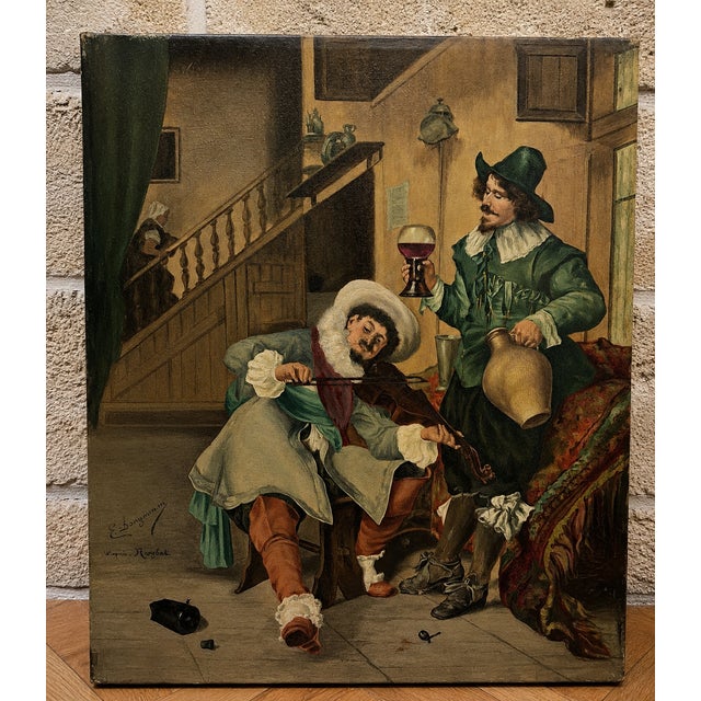 After Roybet, Depicting a Lively Tavern Scene, Late 19th century, Oil Painting on Canvas For Sale - Image 8 of 8