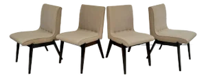 Set of 4 MCM Wood and Upholstered Dining Chairs Attributed to Glen of California
