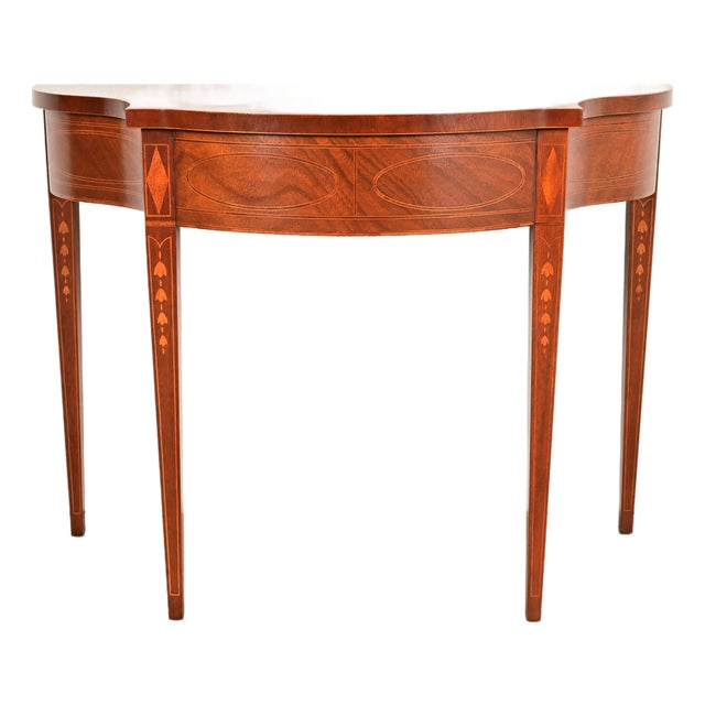 Baker Furniture Historic Charleston Federal Inlaid Mahogany Console or Entry Table For Sale