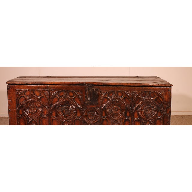 Exceptional late 15th/early 16th century Gothic chest in carved oak from Northern France. A very fine example of a...