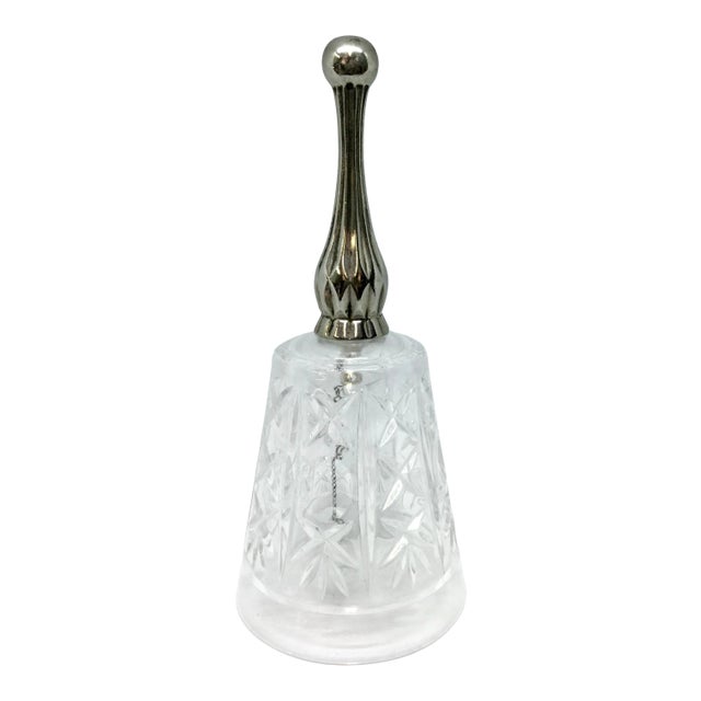 Vintage Cut Crystal & Silver Plated Bell For Sale