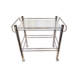Modern Chrome and Glass Bar Cart For Sale