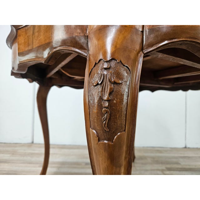 Baroque Style Table in Carved Walnut with Side Drawers, 1960 For Sale - Image 14 of 16