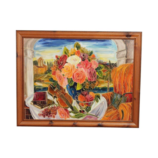 Maya Eventov Large Framed Still Life Original Oil Painting For Sale - Image 13 of 13