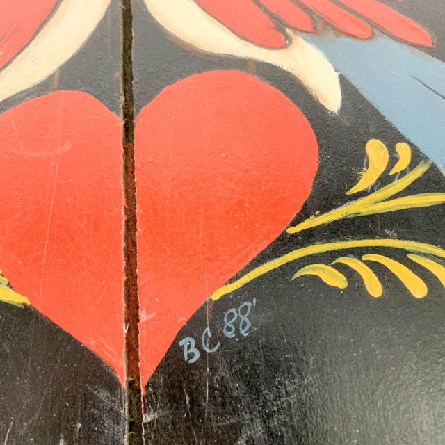 Vintage Large Pennsylvania Dutch Hand Painted Pantry Cheese Box Bentwood Doves For Sale - Image 11 of 12