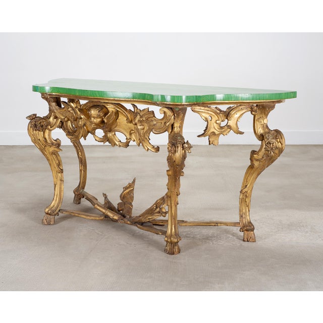 Rococo 18th Century Italian Rococo Carved Giltwood Console Table For Sale - Image 3 of 18