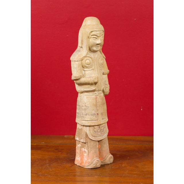 Brown Chinese Tang Dynasty Terracotta Warrior with Straw Glaze For Sale - Image 8 of 12