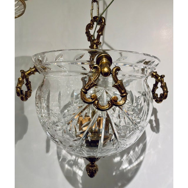 1990s Myran Allan Luxury Lighting Hand-Cut Full Leaded Crystal French Gold Pendant Light For Sale - Image 5 of 5