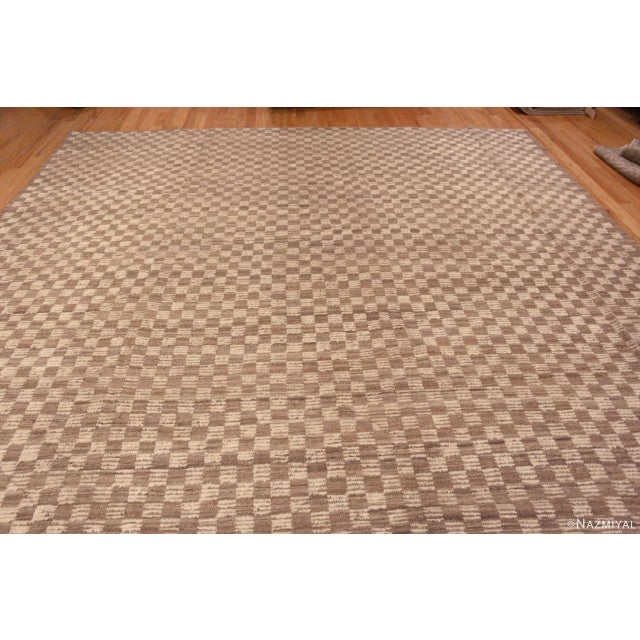 Modern Nazmiyal Collection Earthy Checkerboard Large Modern Rug For Sale - Image 3 of 8