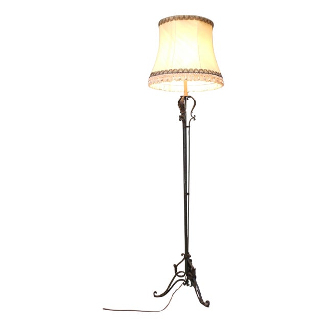 Wrought Iron Floor Lamp, 1930s For Sale