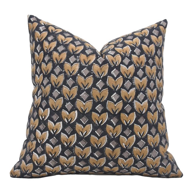 Fabdivine Artisan Block Print Throw Pillow Cover 16x16 Inch Duck Canvas-Titli For Sale