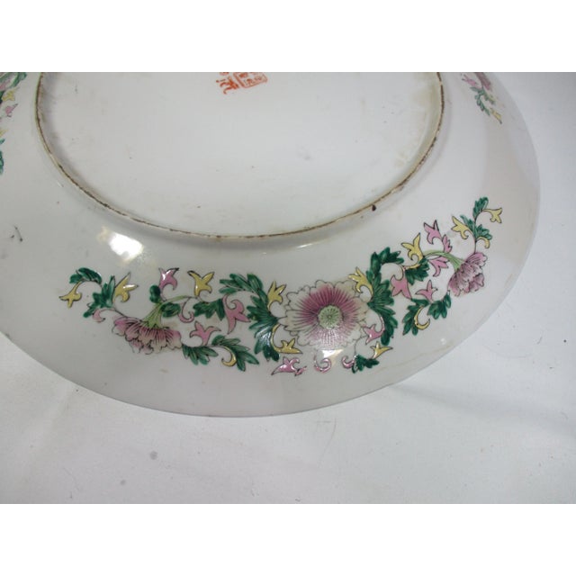 Large 1930s Chinese Hand Painted Porcelain Charger For Sale - Image 12 of 12