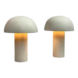 Studio Anansi for Cb2 Enoki Natural Dome Sandstone Table Lamps, Pair For Sale