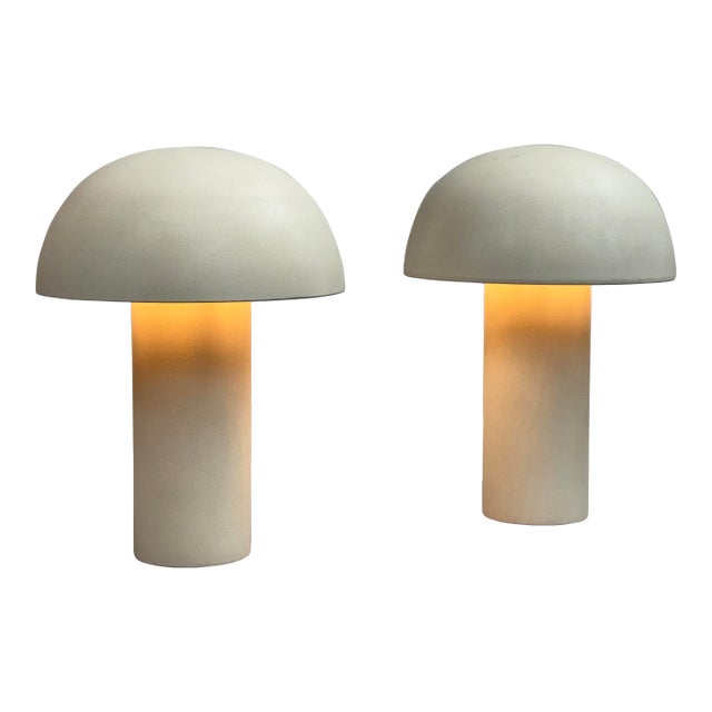 Studio Anansi for Cb2 Enoki Natural Dome Sandstone Table Lamps, Pair For Sale