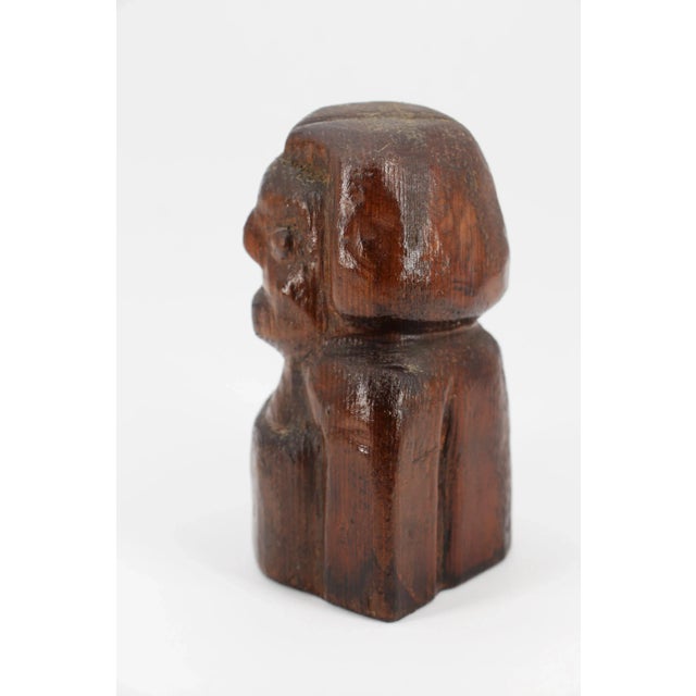 American American Folk Art Primitive Wooden Woman Bust 19th Century For Sale - Image 3 of 9