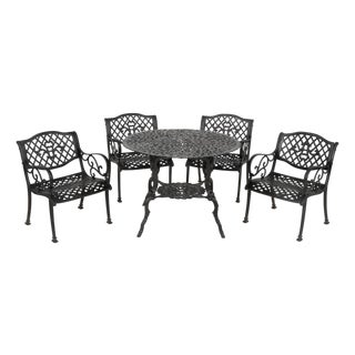 American Cast Metal Patio Furniture Set, 5 Pieces For Sale