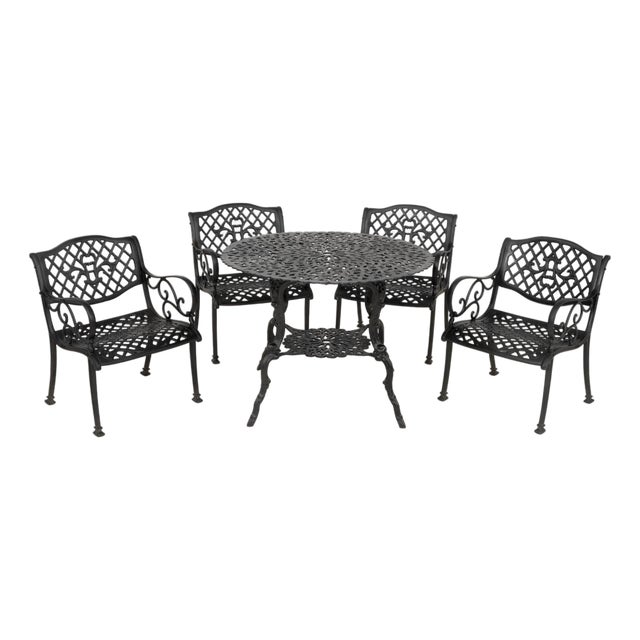 American Cast Metal Patio Furniture Set, 5 Pieces For Sale