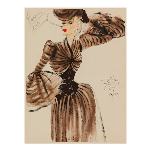 Vintage Fashion Art Print – French Fashion Illustration, 18" X 24" For Sale