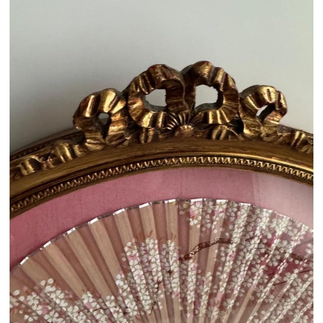 Vintage Japanese Hand Painted Cherry Blossom Fan in Gold Shadow Box ...